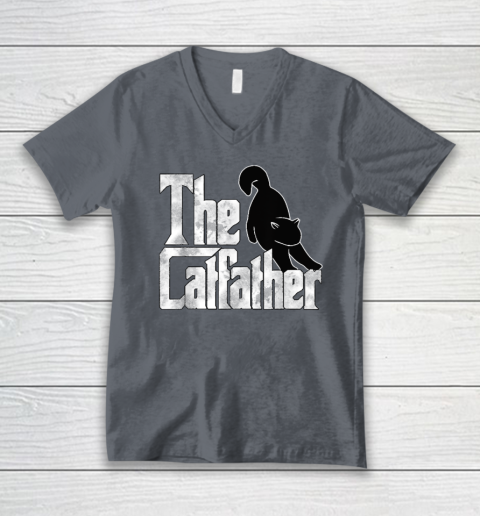 The Catfather Black Cat Father Mafia Whiskers Male Daddy V Neck T