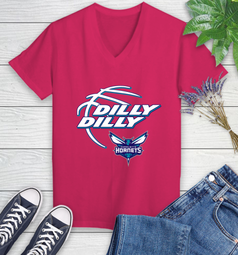 NBA Charlotte Hornets Dilly Dilly Basketball Sports Women's V-Neck T-Shirt 9