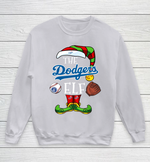 Los Angeles Dodgers Christmas ELF Funny MLB Youth Sweatshirt 3