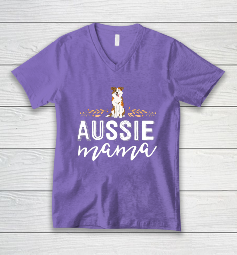 Dog Mom Shirt Aussie Mama Dog Mom Shirt For Women Australian Shepherd V-Neck T-Shirt 8