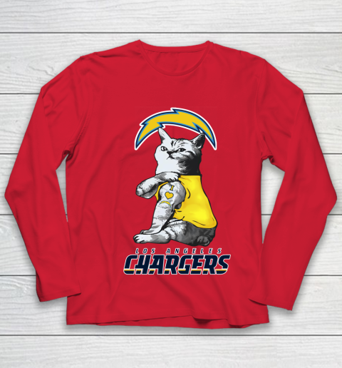 NFL Football My Cat Loves Los Angeles Chargers Youth Long Sleeve 8