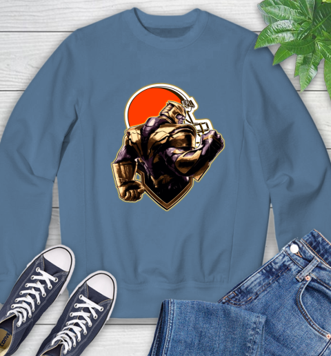 NFL Thanos Avengers Endgame Football Sports Cleveland Browns Sweatshirt - Image 8