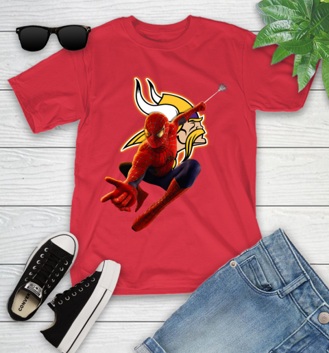 NFL Spider Man Avengers Endgame Football Minnesota Vikings Youth T-Shirt 22