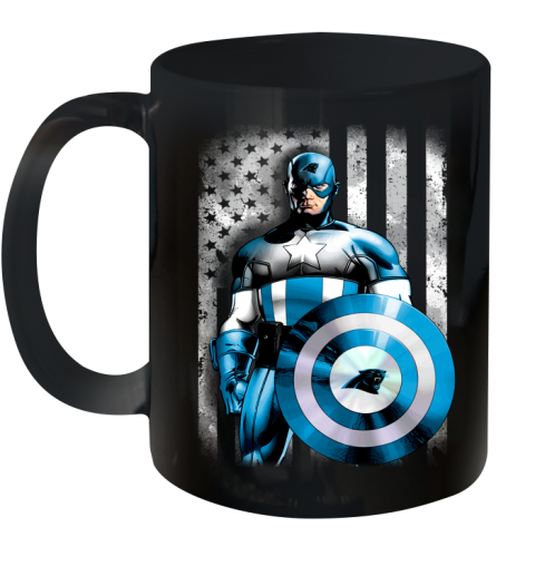 Carolina Panthers NFL Football Captain America Marvel Avengers American Flag Shirt Ceramic Mug 11oz