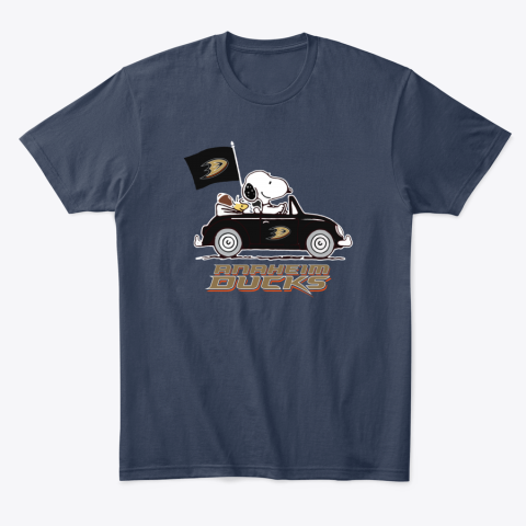 ck0r snoopy and woodstock ride the aheim ducks car classic t shirt 2 front navy