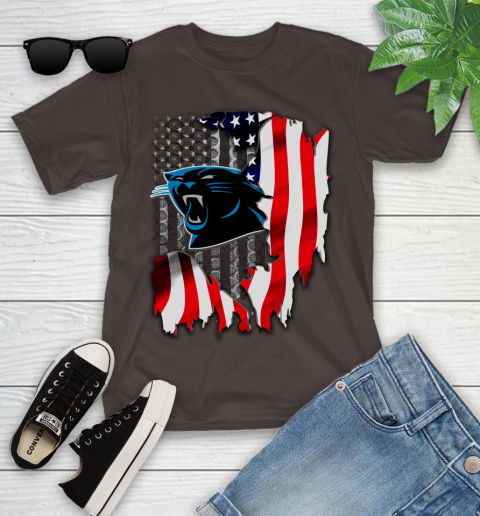 Carolina Panthers NFL Football American Flag Youth T-Shirt 7