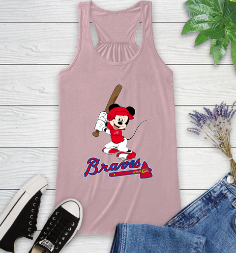 MLB Baseball Atlanta Braves Cheerful Mickey Mouse Shirt Racerback Tank 10