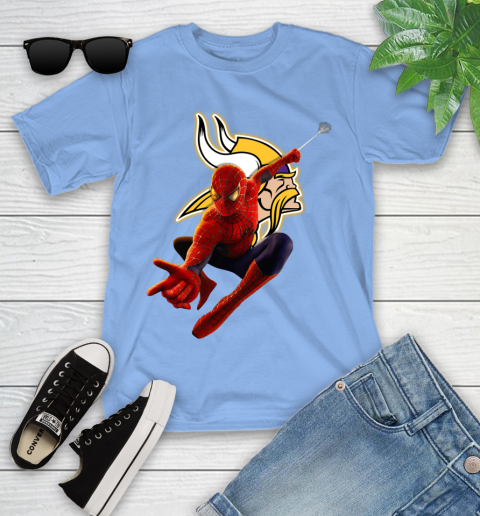 NFL Spider Man Avengers Endgame Football Minnesota Vikings Youth T-Shirt 11