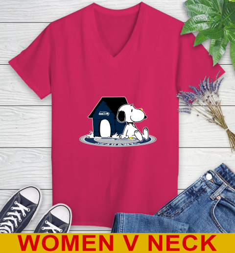 NFL Football Seattle Seahawks Snoopy The Peanuts Movie Shirt Women's V-Neck T-Shirt 10