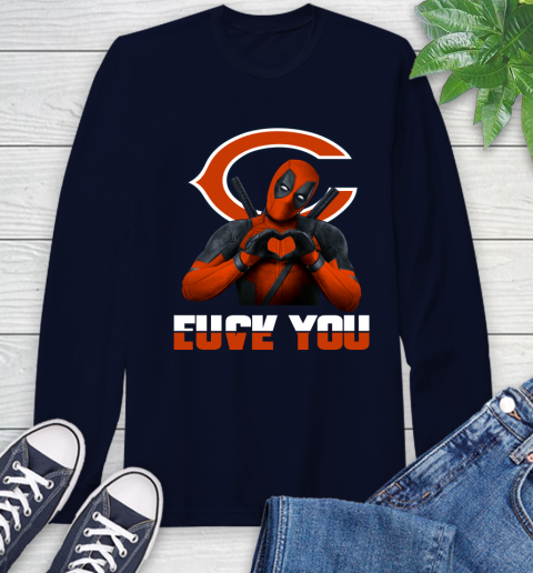 NHL Chicago Bears Deadpool Love You Fuck You Football Sports Long Sleeve T-Shirt 3