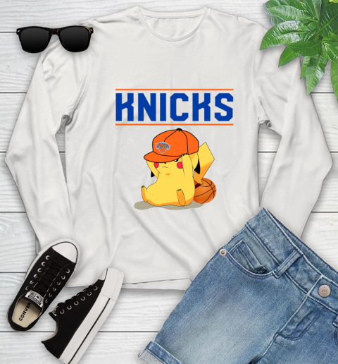 NBA Pikachu Basketball Sports New York Knicks Youth Long Sleeve 12