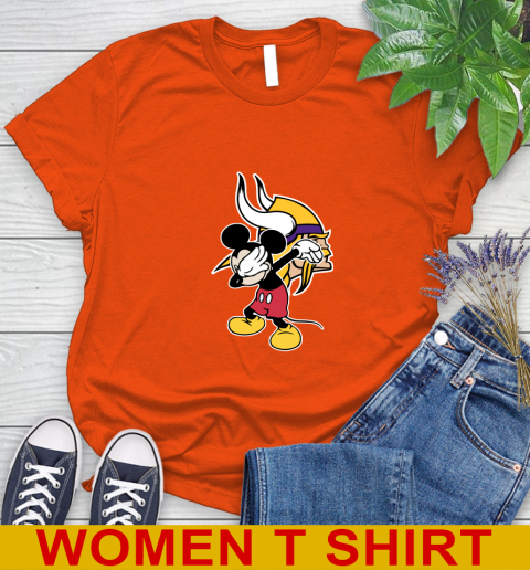 Minnesota Vikings NFL Football Dabbing Mickey Disney Sports Women's T-Shirt 4
