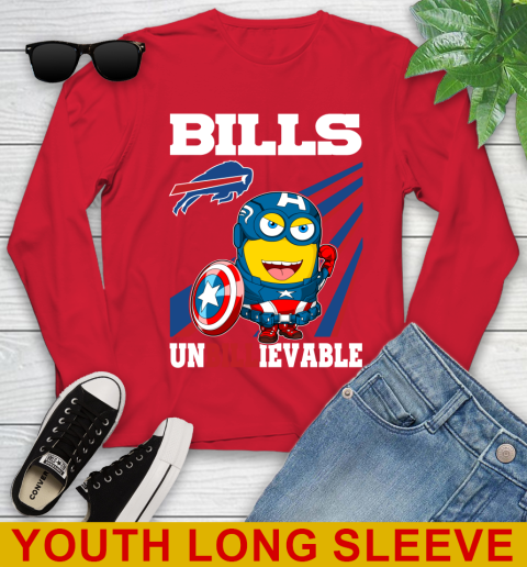 NFL Football Buffalo Bills Captain America Marvel Avengers Minion Shirt Youth Long Sleeve 11