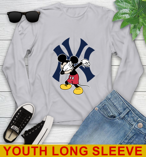New York Yankees MLB Baseball Dabbing Mickey Disney Sports Youth Long Sleeve 6