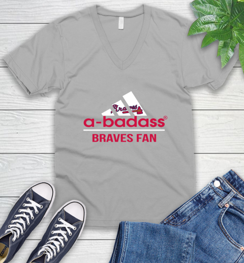MLB A Badass Atlanta Braves Fan Adidas Baseball Sports V-Neck T-Shirt 3