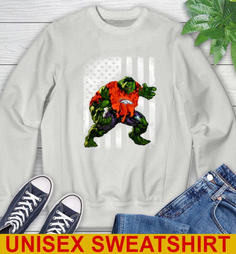 Denver Broncos Hulk Marvel Avengers NFL Football American Flag Sweatshirt 5