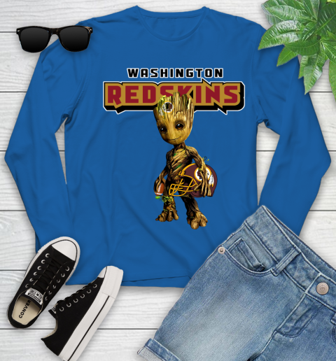 Washington Redskins NFL Football Groot Marvel Guardians Of The Galaxy Youth Long Sleeve 9