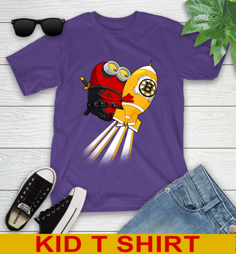 NHL Hockey Boston Bruins Deadpool Minion Marvel Shirt Youth T-Shirt 3