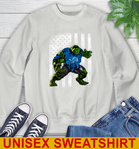 Detroit Lions Hulk Marvel Avengers NFL Football American Flag Sweatshirt 5