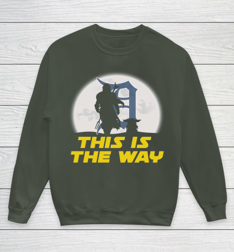 Detroit Tigers MLB Baseball Star Wars Yoda And Mandalorian This Is The Way Youth Sweatshirt 8