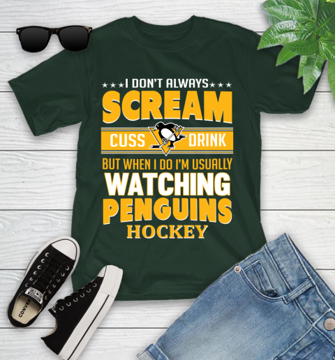 Pittsburgh Penguins NHL Hockey I Scream Cuss Drink When I'm Watching My Team Youth T-Shirt 5