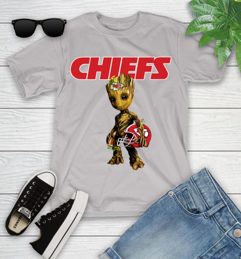 Kansas City Chiefs NFL Football Groot Marvel Guardians Of The Galaxy Youth T-Shirt 12