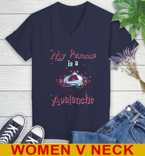 NHL Hockey Harry Potter My Patronus Is A Colorado Avalanche Women's V-Neck T-Shirt 12