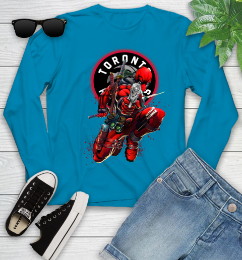 NBA Deadpool Marvel Comics Sports Basketball Toronto Raptors Youth Long Sleeve 7