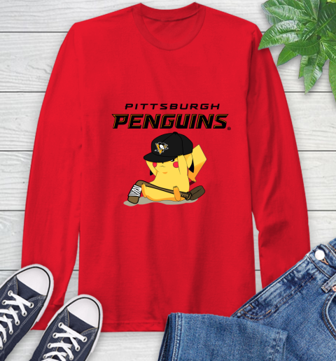 NHL Pikachu Hockey Sports Pittsburgh Penguins Long Sleeve T-Shirt 10