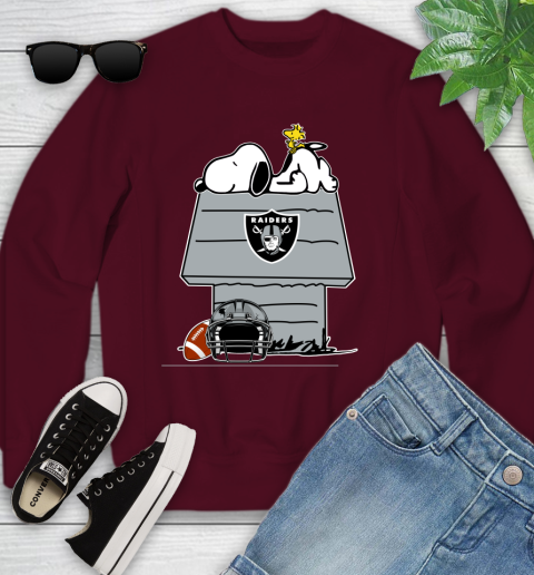 Oakland Raiders NFL Football Snoopy Woodstock The Peanuts Movie Youth Sweatshirt 5