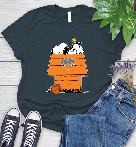 New York Knicks NBA Basketball Snoopy Woodstock The Peanuts Movie Women's T-Shirt 8