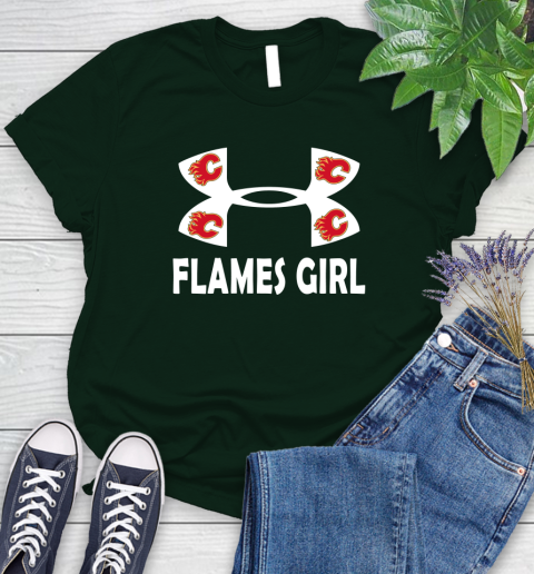 NHL Calgary Flames Girl Under Armour Hockey Sports Women's T-Shirt 6