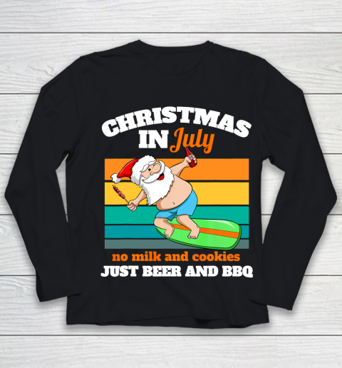 Surfer Santa Beer And BBQ Xmas Party Beach Christmas In July Youth Long Sleeve