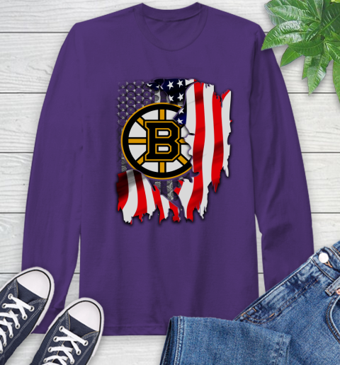 Boston Bruins NHL Hockey American Flag Long Sleeve T-Shirt 5