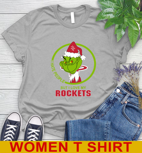 Houston Rockets NBA Christmas Grinch I Hate People But I Love My Favorite Basketball Team Women's T-Shirt 5
