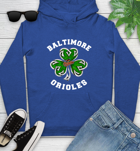 MLB Baltimore Orioles Three Leaf Clover St Patrick's Day Baseball Sports Youth Hoodie 11