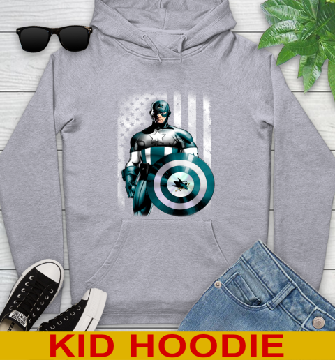 San Jose Sharks NHL Hockey Captain America Marvel Avengers American Flag Shirt Youth Hoodie 6