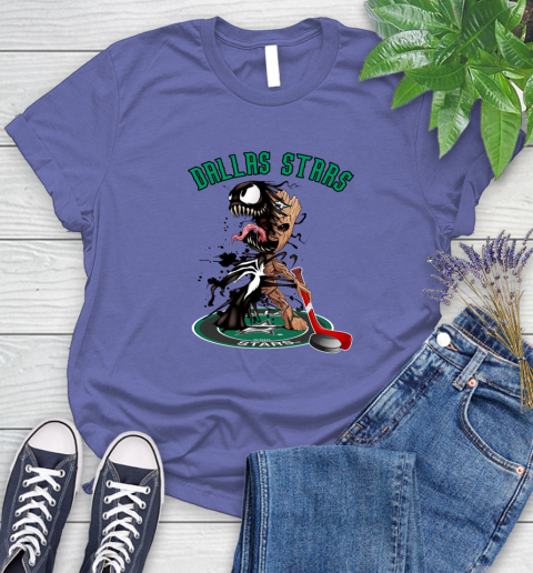 NHL Dallas Stars Hockey Venom Groot Guardians Of The Galaxy Women's T-Shirt 11
