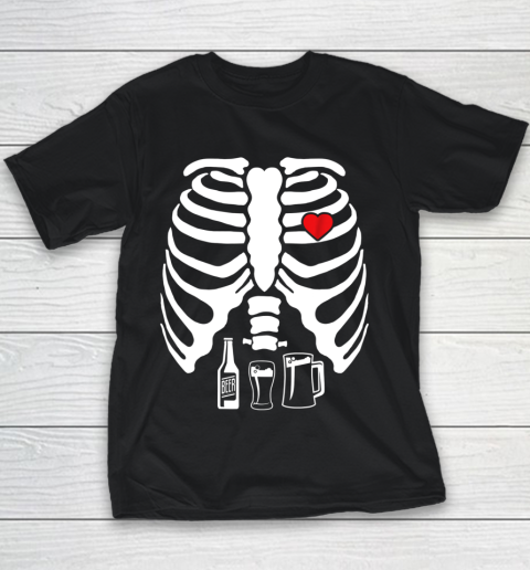 Skeleton Pregnancy Belly Of Beer X Ray Halloween Youth T-Shirt