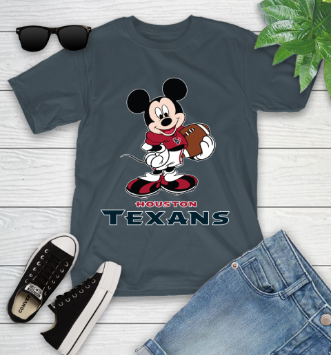NFL Football Houston Texans Cheerful Mickey Mouse Shirt Youth T-Shirt 8