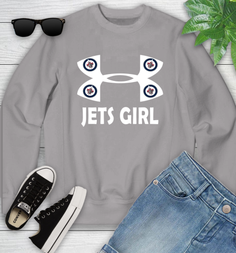 NHL Winnipeg Jets Girl Under Armour Hockey Sports Youth Sweatshirt 3