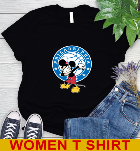 Philadelphia 76ers NBA Basketball Dabbing Mickey Disney Sports Women's T-Shirt 2