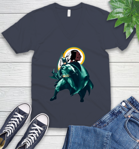 NFL Batman Football Sports Washington Redskins V-Neck T-Shirt 9