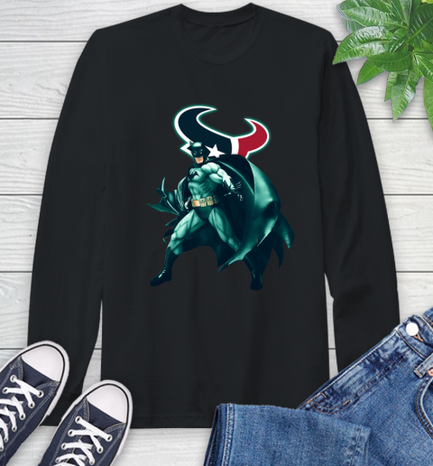NFL Batman Football Sports Houston Texans Long Sleeve T-Shirt 2