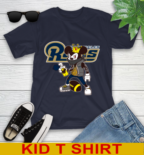 Los Angeles Rams NFL Football Mickey Peace Sign Sports Youth T-Shirt 3