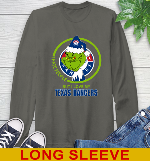 Texas Rangers MLB Christmas Grinch I Hate People But I Love My Favorite Baseball Team Long Sleeve T-Shirt 8