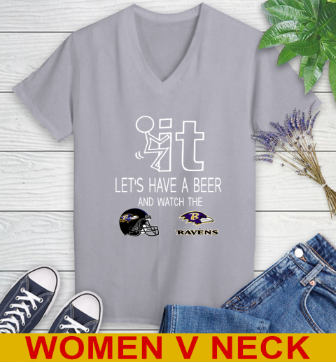 Baltimore Ravens Football NFL Let's Have A Beer And Watch Your Team Sports Women's V-Neck T-Shirt 4