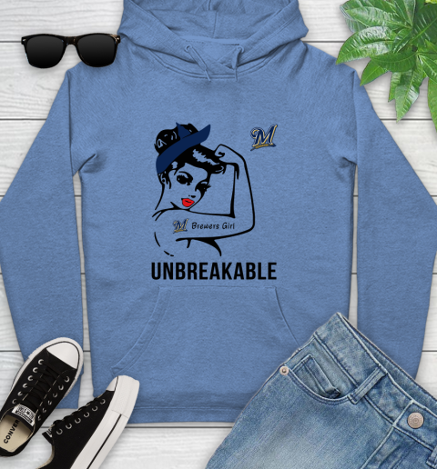 MLB Milwaukee Brewers Girl Unbreakable Baseball Sports Youth Hoodie 8