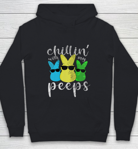 Chillin With My Peeps Boys Men Easter Day 2021 Bunny Youth Hoodie