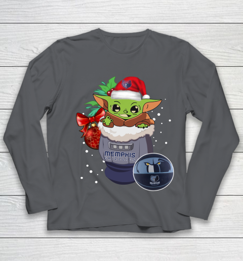 Memphis Grizzlies Christmas Baby Yoda Star Wars Funny Happy NBA Youth Long Sleeve 8